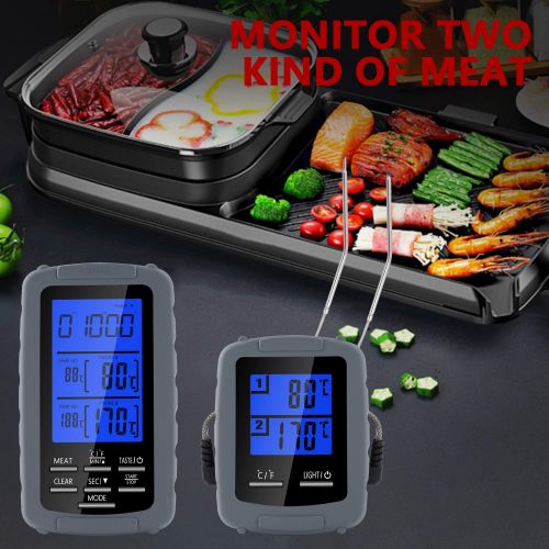  Bullker Wireless Digital Remote Meat Thermometer Dual Probe for Grilling Smoker BBQ Food Thermometer,The Best Wireless Accessories for Safe Remote Grilling, Kitchen Cooking, Smoker