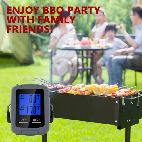  Bullker Wireless Digital Remote Meat Thermometer Dual Probe for Grilling Smoker BBQ Food Thermometer,The Best Wireless Accessories for Safe Remote Grilling, Kitchen Cooking, Smoker