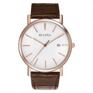 Bulova Mens 98H51 Brown Leather and Stainless Steel Water-resistant Calendar Date Watch by Bulova