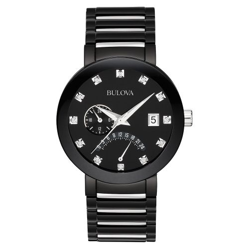  Bulova Mens 98D109 Black Stainless Steel Water-resistant Calendar Date Watch by Bulova