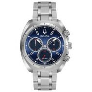 Bulova Mens 96A185 Stainless Steel Silver tone Case and Bracelet with a Blue Dial CURV Collection by Bulova