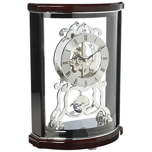  Bulova B2025 Wentworth Mantel Clock, Black & Mahogany