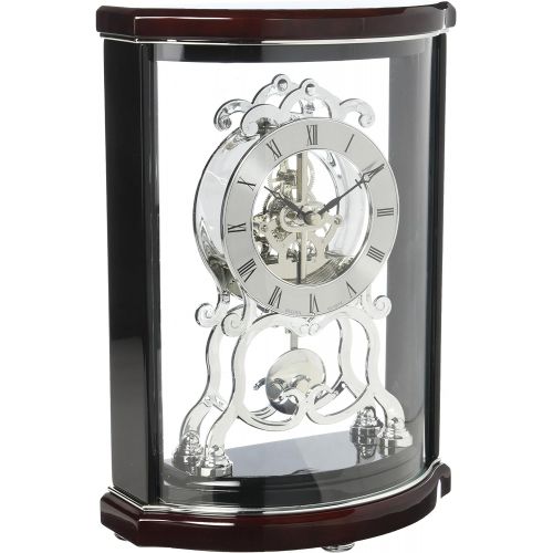  Bulova B2025 Wentworth Mantel Clock, Black & Mahogany