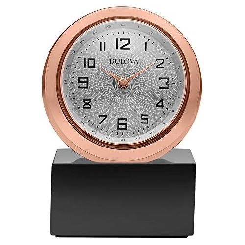  Bulova B5015 Sphere Table Clock, Polished Rose GoldTone Finish, Black Base