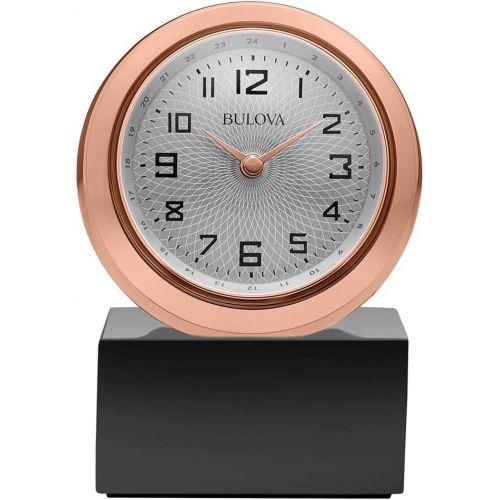  Bulova B5015 Sphere Table Clock, Polished Rose GoldTone Finish, Black Base