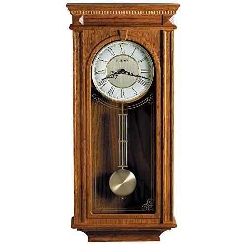  Bulova C4419 Manorcourt Chiming Clock, Golden Oak Finish, Brown