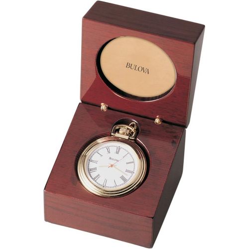  Bulova B2662 Ashton Pocket Watch, Gold-Tone Finish, Mahogany Stain Box