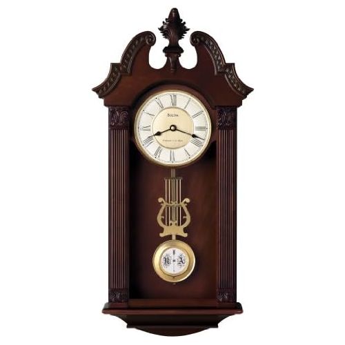  Bulova C4437 Ridgedale Clock, Walnut Finish