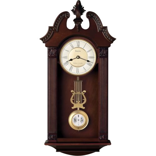 Bulova C4437 Ridgedale Clock, Walnut Finish