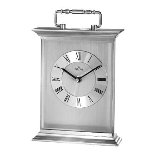  Bulova B7472 Newport Clock, Brushed & Polished Finish