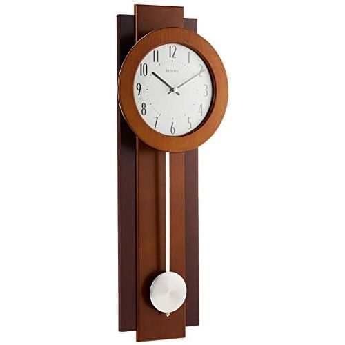  Bulova C3383 Avent Pendulum Deco Wall Clock, 18, WalnutMahogany