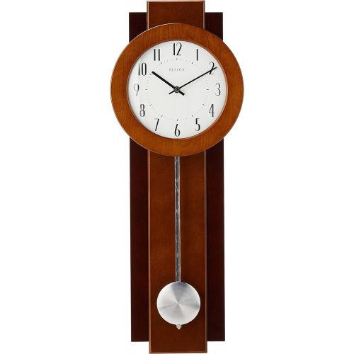  Bulova C3383 Avent Pendulum Deco Wall Clock, 18, WalnutMahogany