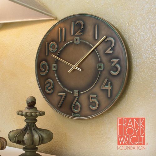  Bulova C3333 Frank Lloyd Wright Exhibition Wall Clock, Antique Bronze Metallic Finish