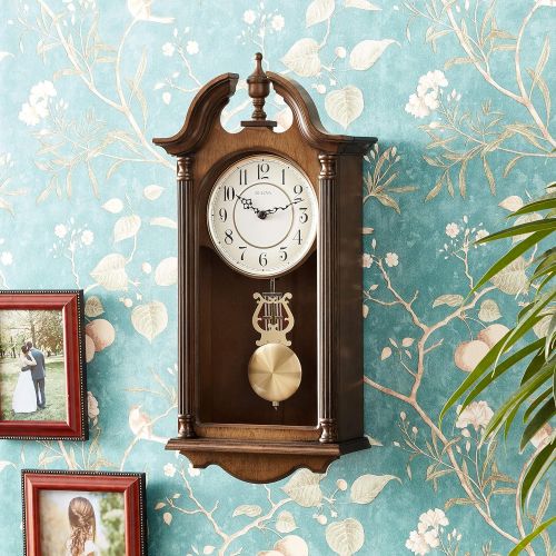  Bulova C1517 Saybrook Wall Clock, Brown Cherry