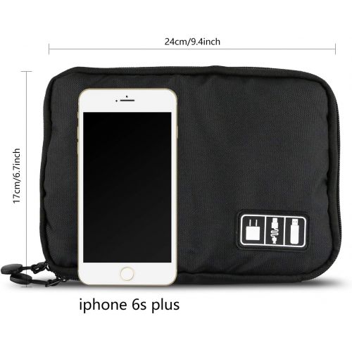  [아마존베스트]Buluri Cable Organizer Bag Portable Travel Electronics Accessories Storage for Charging Cable, USB Cable, Headphone Cable, Hard Drive, Black