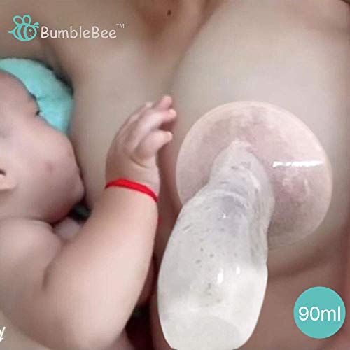  [아마존베스트]Bumblebee Breast Pump Manual Breast Pump Breastfeeding Collection Cups Pink Pump Stopper lid Pouch...