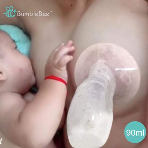  [아마존베스트]Bumblebee Breast Pump Manual Breast Pump Breastfeeding Collection Cups Pink Pump Stopper lid Pouch...