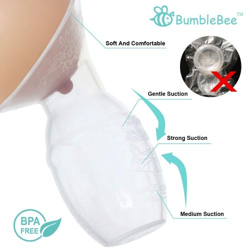  [아마존베스트]Bumblebee Breast Pump Manual Breast Pump Breastfeeding Collection Cups Pink Pump Stopper lid Pouch...