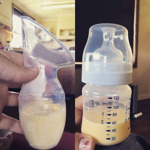  [아마존베스트]Bumblebee Breast Pump Manual Breast Pump Breastfeeding Collection Cups Pink Pump Stopper lid Pouch...