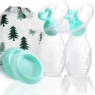 [아마존베스트]Bumblebee Manual Breast Pump with 2 Pack Breastfeeding Milk Saver Light Blue Star & Heart Stopper & lid in Gift Box Breastpump 100% Food Grade Silicone bpa PVC and Phthalate Free