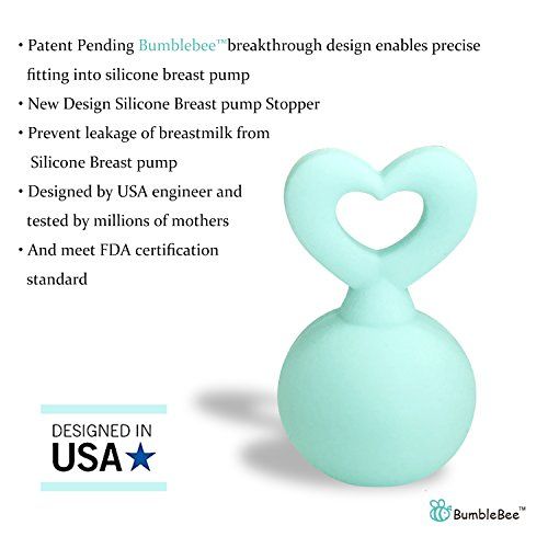  [아마존베스트]Bumblebee Manual Breast Pump with 2 Pack Breastfeeding Milk Saver Light Blue Star & Heart Stopper & lid in Gift Box Breastpump 100% Food Grade Silicone bpa PVC and Phthalate Free