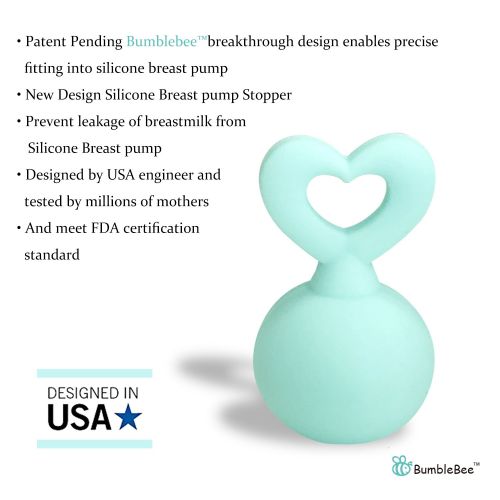  [아마존베스트]Bumblebee Manual Breast Pump with 2 Pack Breastfeeding Milk Saver Light Blue Star & Heart Stopper & lid in Gift Box Breastpump 100% Food Grade Silicone bpa PVC and Phthalate Free