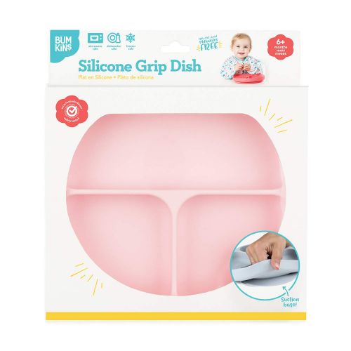 범킨스 Bumkins Silicone Grip Dish, Suction Plate, Divided Plate, Baby Toddler Plate, BPA Free, Microwave...