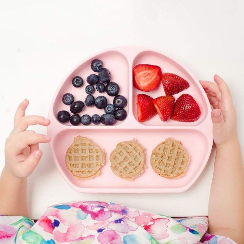 범킨스 Bumkins Silicone Grip Dish, Suction Plate, Divided Plate, Baby Toddler Plate, BPA Free, Microwave...