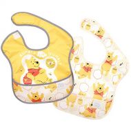 Bumkins Disney Winnie The Pooh SuperBib, Baby Bib, Waterproof, Washable, Stain and Odor Resistant, 6-24 Months (Pack of 2) - Hunny