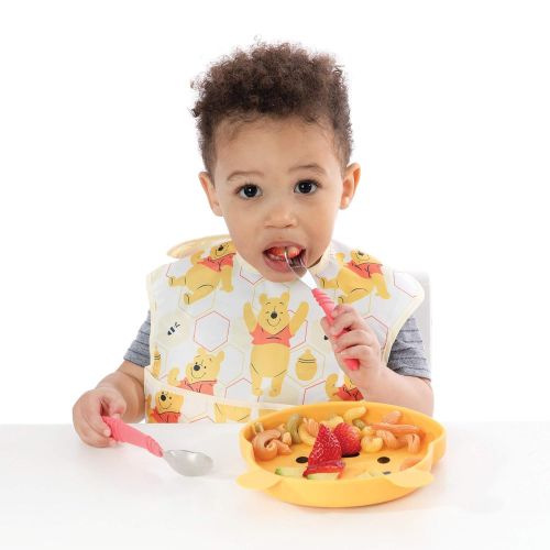 범킨스 Bumkins Disney Winnie The Pooh SuperBib, Baby Bib, Waterproof, Washable, Stain and Odor Resistant, 6-24 Months (Pack of 2) - Hunny