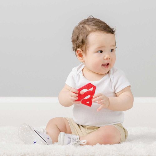 범킨스 Bumkins Silicone Teether, Textured, Soft, Flexible, Bacteria Resistant  Blue Cloud