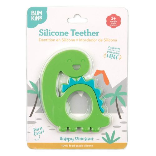 범킨스 Bumkins Silicone Teether, Textured, Soft, Flexible, Bacteria Resistant  Blue Cloud