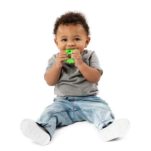 범킨스 Bumkins Silicone Teether, Textured, Soft, Flexible, Bacteria Resistant  Blue Cloud