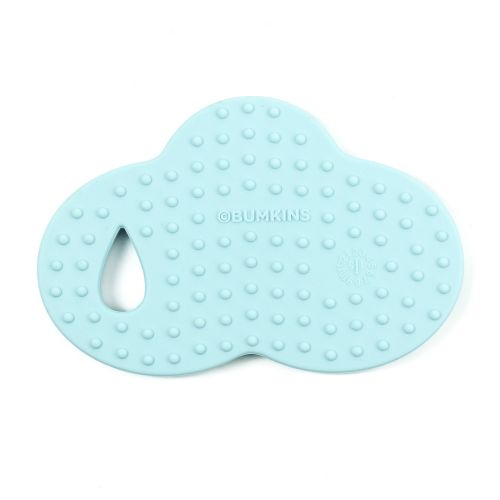 범킨스 Bumkins Silicone Teether, Textured, Soft, Flexible, Bacteria Resistant  Blue Cloud