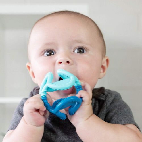 범킨스 Bumkins Silicone Teether, Textured, Soft, Flexible, Bacteria Resistant  Blue Cloud