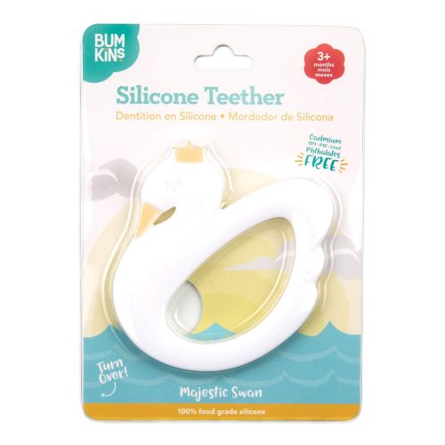 범킨스 Bumkins Silicone Teether, Textured, Soft, Flexible, Bacteria Resistant  Blue Cloud