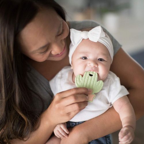 범킨스 Bumkins Silicone Teether, Textured, Soft, Flexible, Bacteria Resistant  Blue Cloud