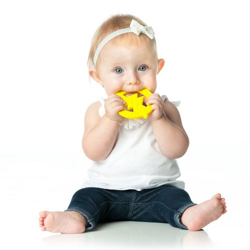 범킨스 Bumkins Silicone Teether, Textured, Soft, Flexible, Bacteria Resistant  Blue Cloud