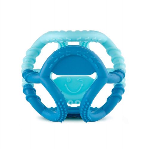 범킨스 Bumkins Silicone Teether, Textured, Soft, Flexible, Bacteria Resistant  Blue Cloud