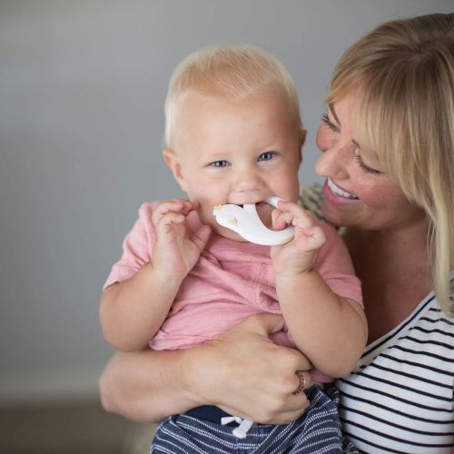 범킨스 Bumkins Silicone Teether, Textured, Soft, Flexible, Bacteria Resistant  Blue Cloud