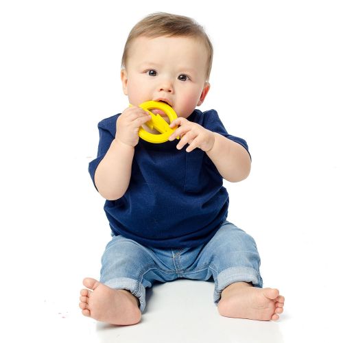 범킨스 Bumkins Silicone Teether, Textured, Soft, Flexible, Bacteria Resistant  Blue Cloud