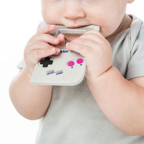 범킨스 Bumkins Silicone Teether, Textured, Soft, Flexible, Bacteria Resistant  Blue Cloud