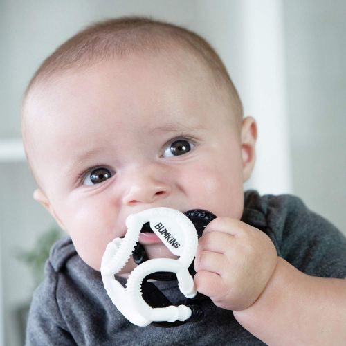 범킨스 Bumkins Silicone Teether, Textured, Soft, Flexible, Bacteria Resistant  Blue Cloud