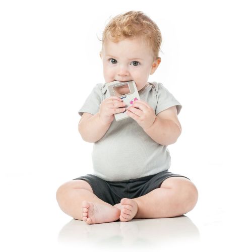 범킨스 Bumkins Silicone Teether, Textured, Soft, Flexible, Bacteria Resistant  Blue Cloud