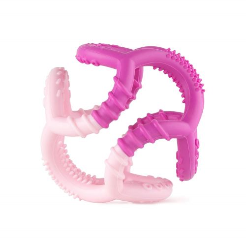 범킨스 Bumkins Silicone Teether, Textured, Soft, Flexible, Bacteria Resistant  Blue Cloud