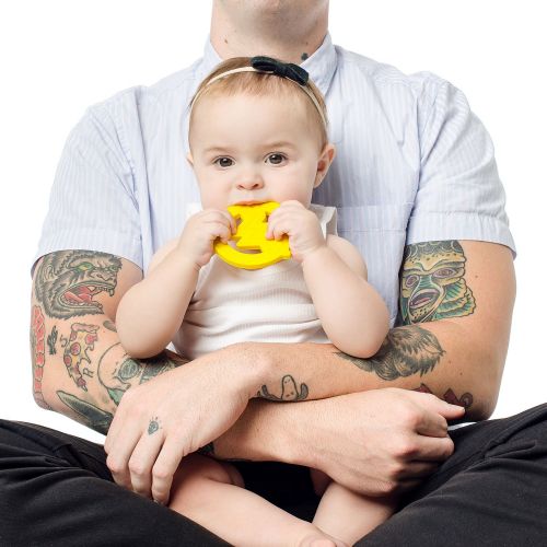 범킨스 Bumkins Silicone Teether, Textured, Soft, Flexible, Bacteria Resistant  Blue Cloud