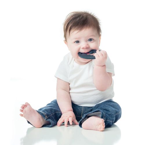 범킨스 Bumkins Silicone Teether, Textured, Soft, Flexible, Bacteria Resistant  Blue Cloud