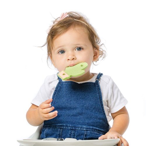 범킨스 Bumkins Silicone Teether, Textured, Soft, Flexible, Bacteria Resistant  Blue Cloud