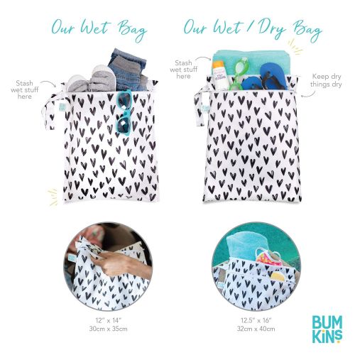 범킨스 [아마존베스트]Bumkins Waterproof Wet Bag, Washable, Reusable for Travel, Beach, Pool, Stroller, Diapers, Dirty Gym Clothes, Wet Swimsuits, Toiletries, Electronics, Toys, 12x14  Watercolors