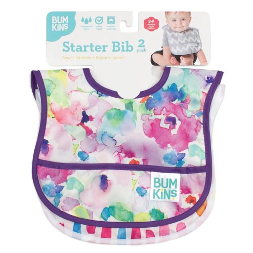 범킨스 [아마존베스트]Bumkins Starter Bib, Baby Bib Infant, Waterproof, Washable, Stain and Odor Resistant, 3-9 Months, 2-Pack...